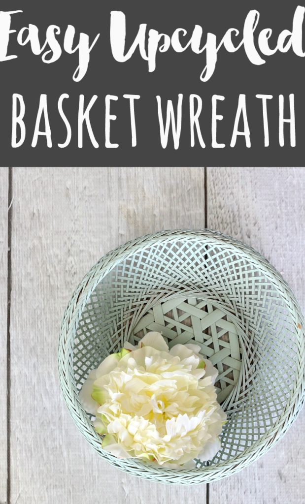 Create this SO EASY upcycled basket wreath with a thrifted basket and a can of spray paint. then add any faux flower or plant for seasonal color.